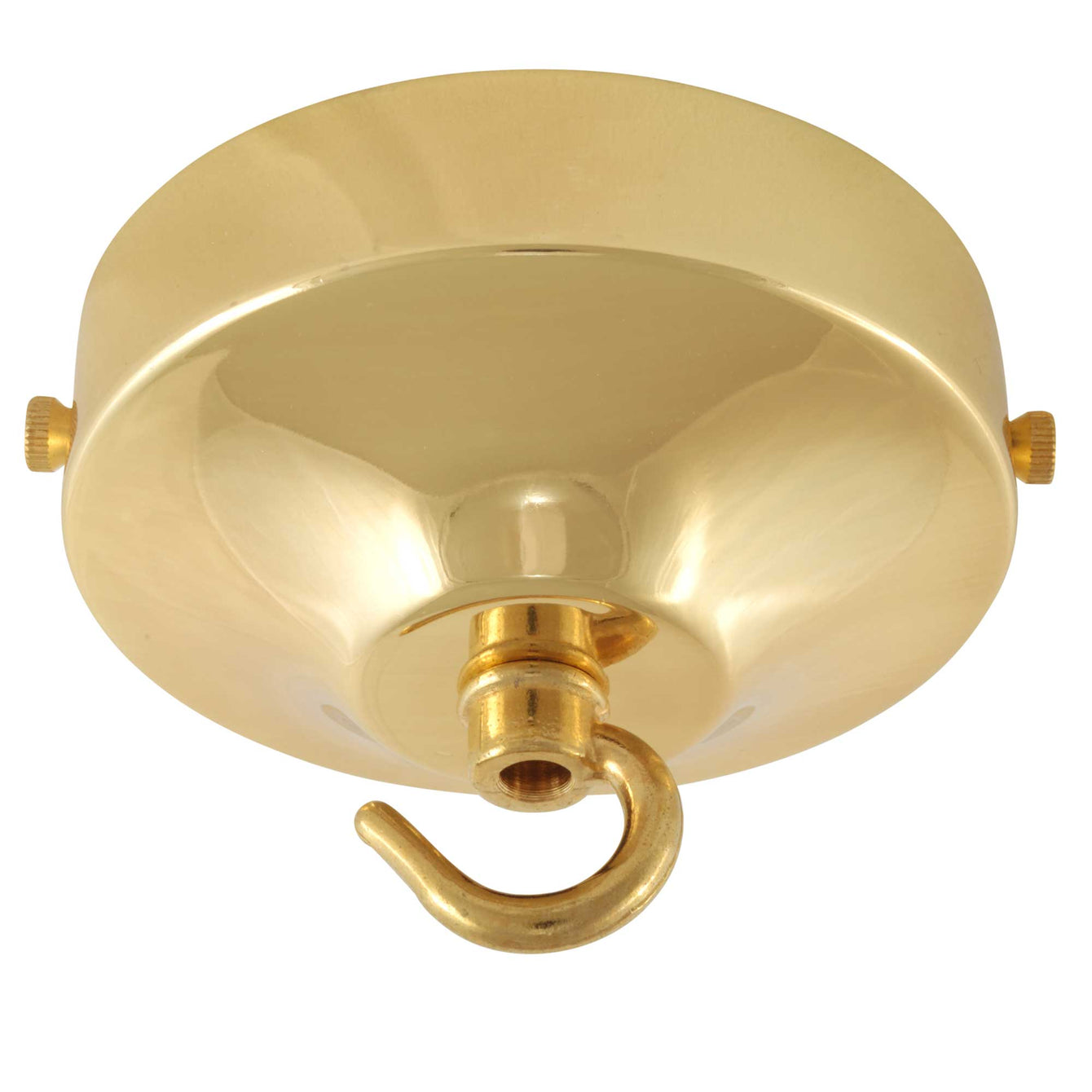 ElekTek 100mm Diameter Convex Ceiling Rose with Strap Bracket and Hook Metallic and Powder Coated Finishes Antique Brass