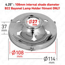 ElekTek Glass Lamp Shade Gallery Fitting for B22 Shade Ring 3 Sizes Brass