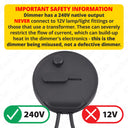 ElekTek LED Compatible Universal In Line Foot Dimmer Switch 240v AC 3 Core Suitable For LED CFL & Incandescent Bulbs Black
