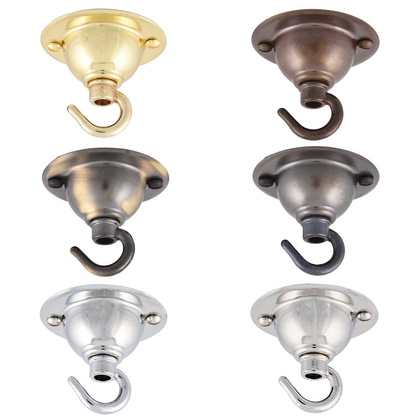 ElekTek 65mm Diameter Ceiling Rose Plate with Hook For Chandeliers Metallic Finishes Brass