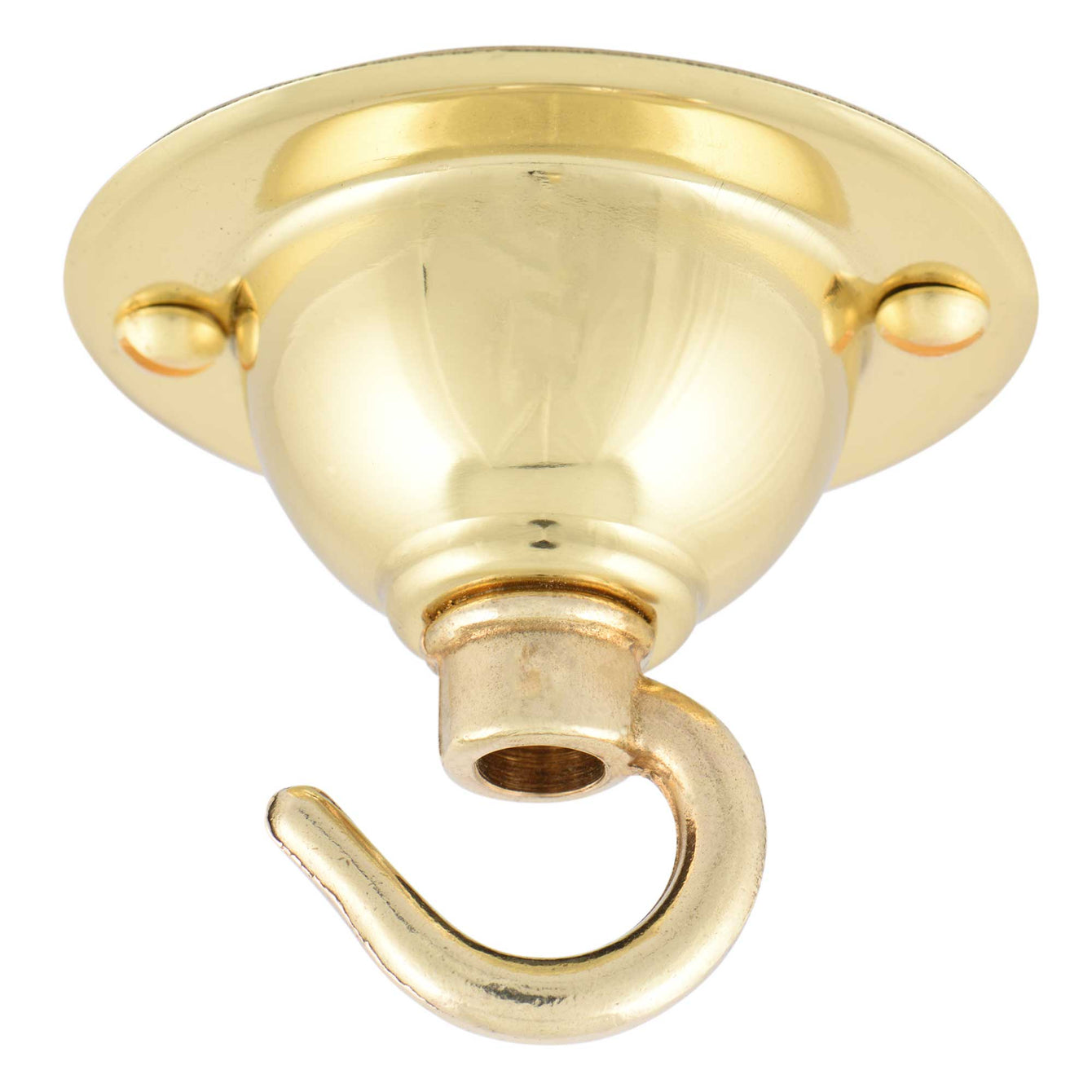 ElekTek 65mm Diameter Ceiling Rose Plate with Hook For Chandeliers Metallic Finishes Antique Brass