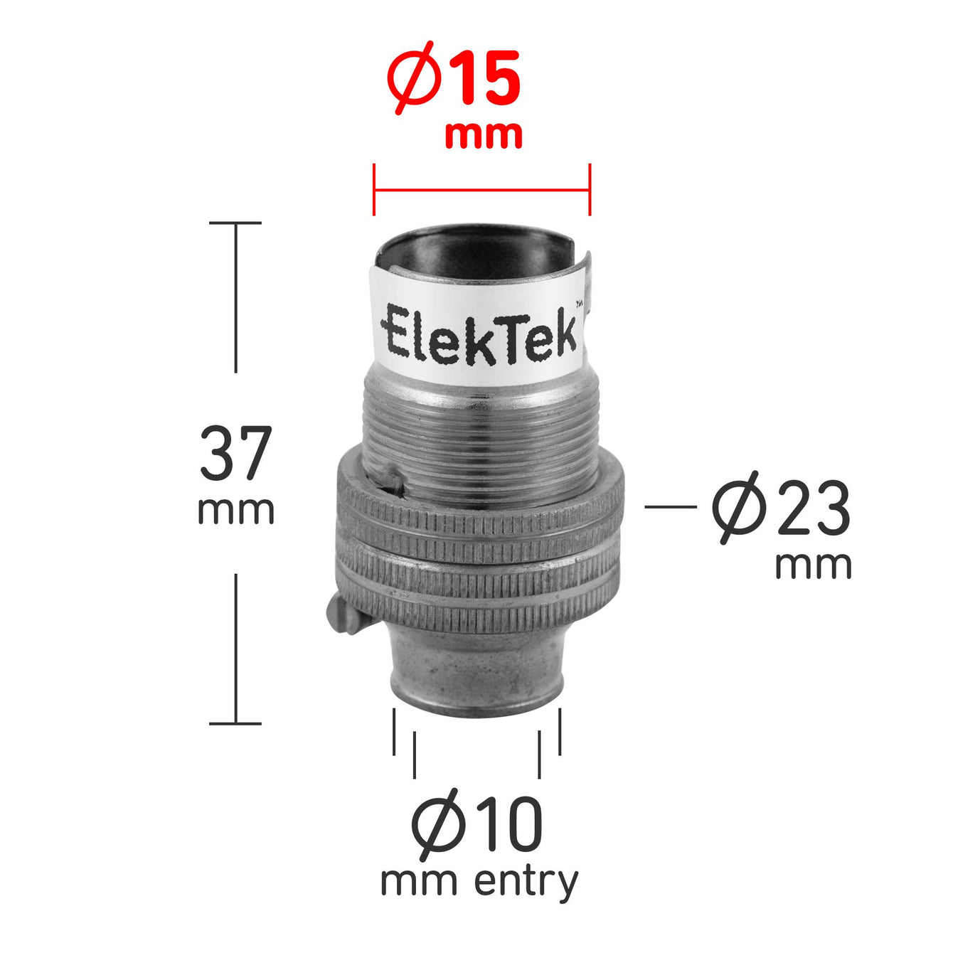 ElekTek Lamp Holder 10mm or Half Inch Entry Miniature Small Bayonet Cap SBC B15 With Shade Ring Solid Brass - Buy It Better Brushed Antique Brass / 10mm