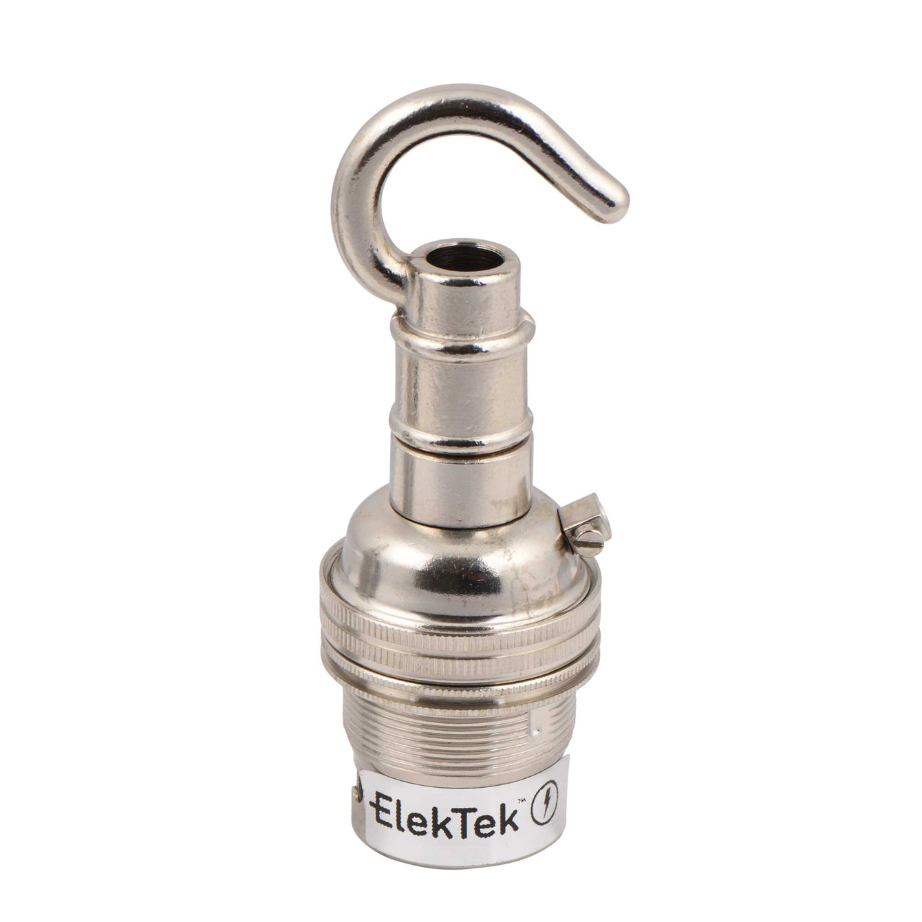 ElekTek Lamp Holder Bayonet Cap B22 Unswitched With Shade Ring and Hook Solid Brass - Buy It Better