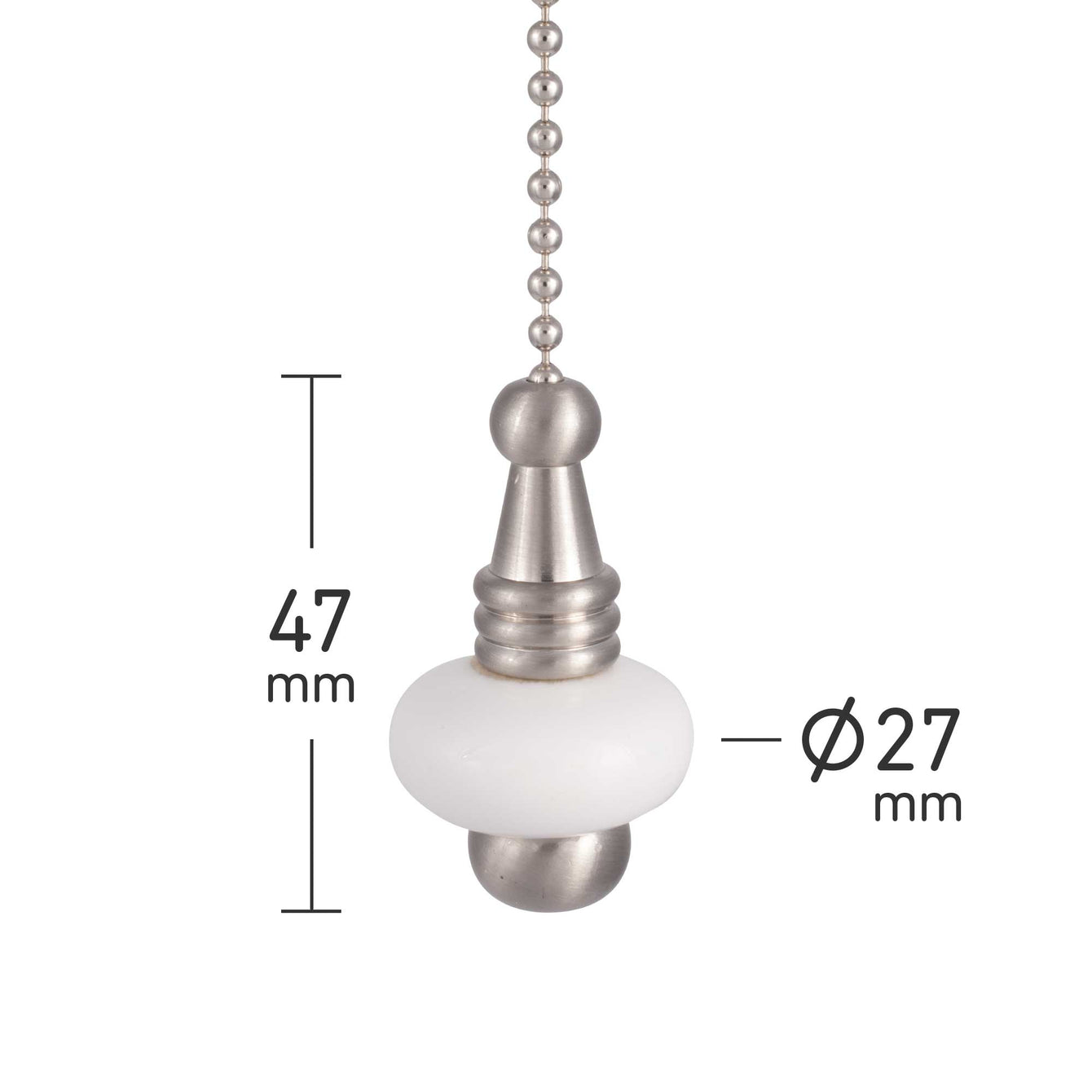 ElekTek Light Pull Chain White Ceramic Disc With 80cm Matching Chain - Buy It Better