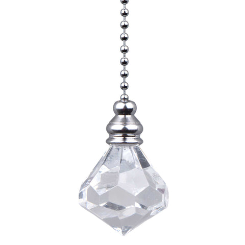 ElekTek Light Pull Chain Acrylic Crystal Diamond With 80cm Chrome Chain