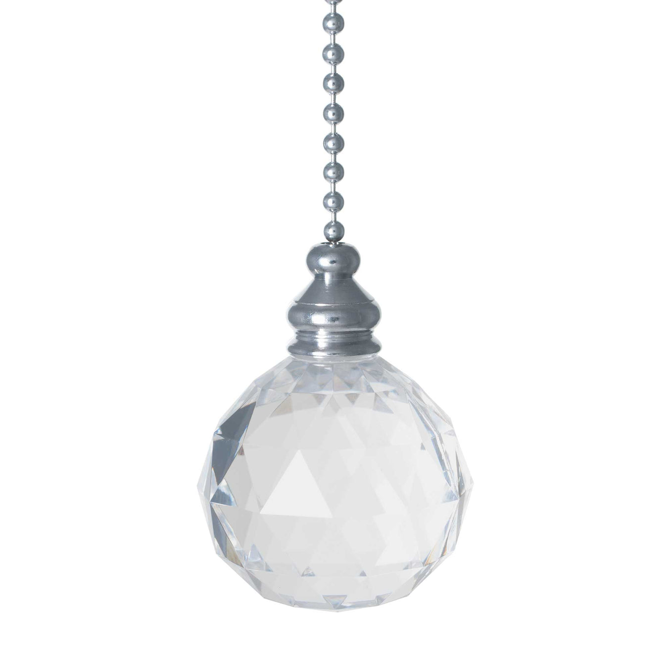 ElekTek Light Pull Chain Acrylic Crystal Ball With 80cm Matching Chain Chrome / Black Crystal