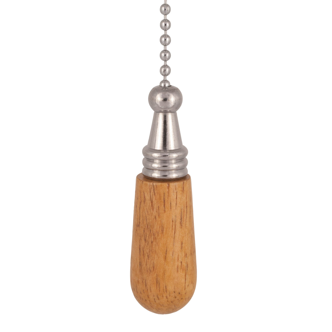 ElekTek Light Pull Chain Wooden Drop With 80cm Matching Chain - Buy It Better Oak / Chrome