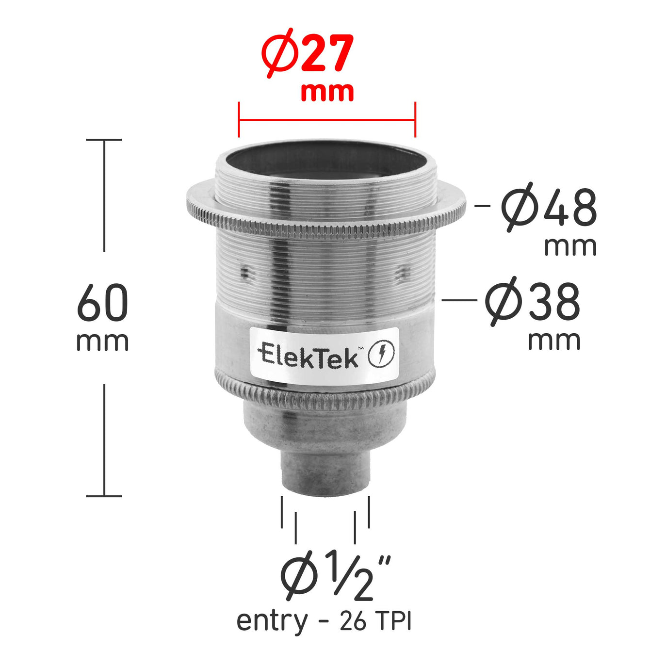 ElekTek Premium Lamp Kit Brass Shade Ring E27 Lamp Holder with Gold Flex, In Line Switch and 3A UK Plug - Buy It Better