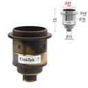 ElekTek ES Edison Screw E27 Lamp Holder With Shade Ring 10mm or Half Inch Entry Ideal for Vintage Filament Bulbs Brass - Buy It Better