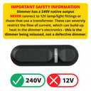 ElekTek In Line Rotary Dimmer Switch Rated 20-160w 240v AC 3 Core Suitable For Incandescent Lamps and Bulbs Colours