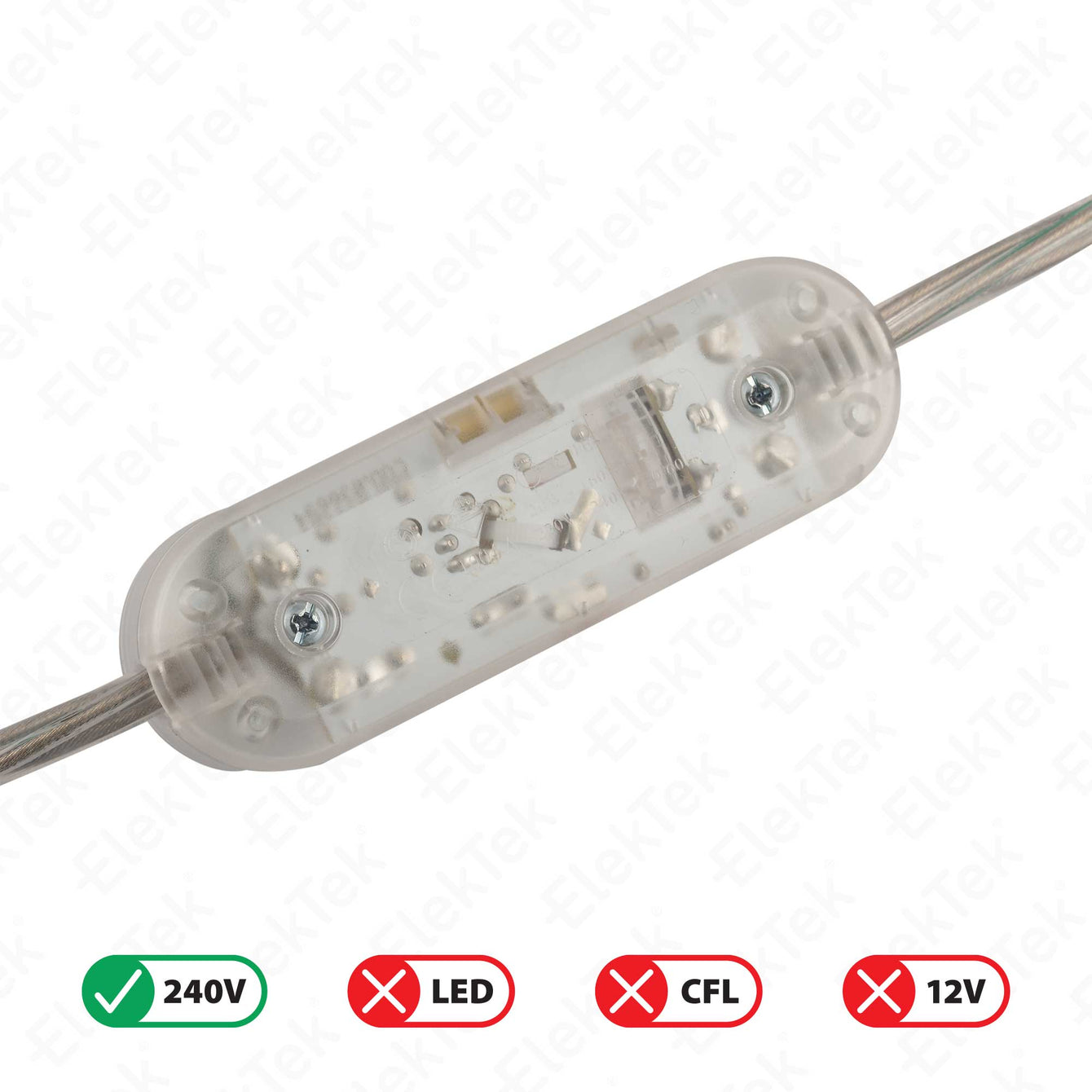 ElekTek In Line Rotary Dimmer Switch Rated 20-160w 240v AC 3 Core Suitable For Incandescent Lamps and Bulbs Colours
