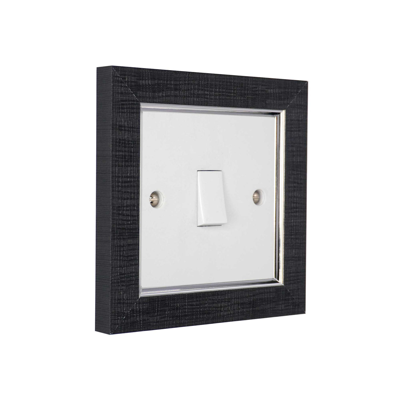ElekTek Decorative Switch Surround Frame Cover Finger Plate Classic Edged Light Grey Linen/Silver