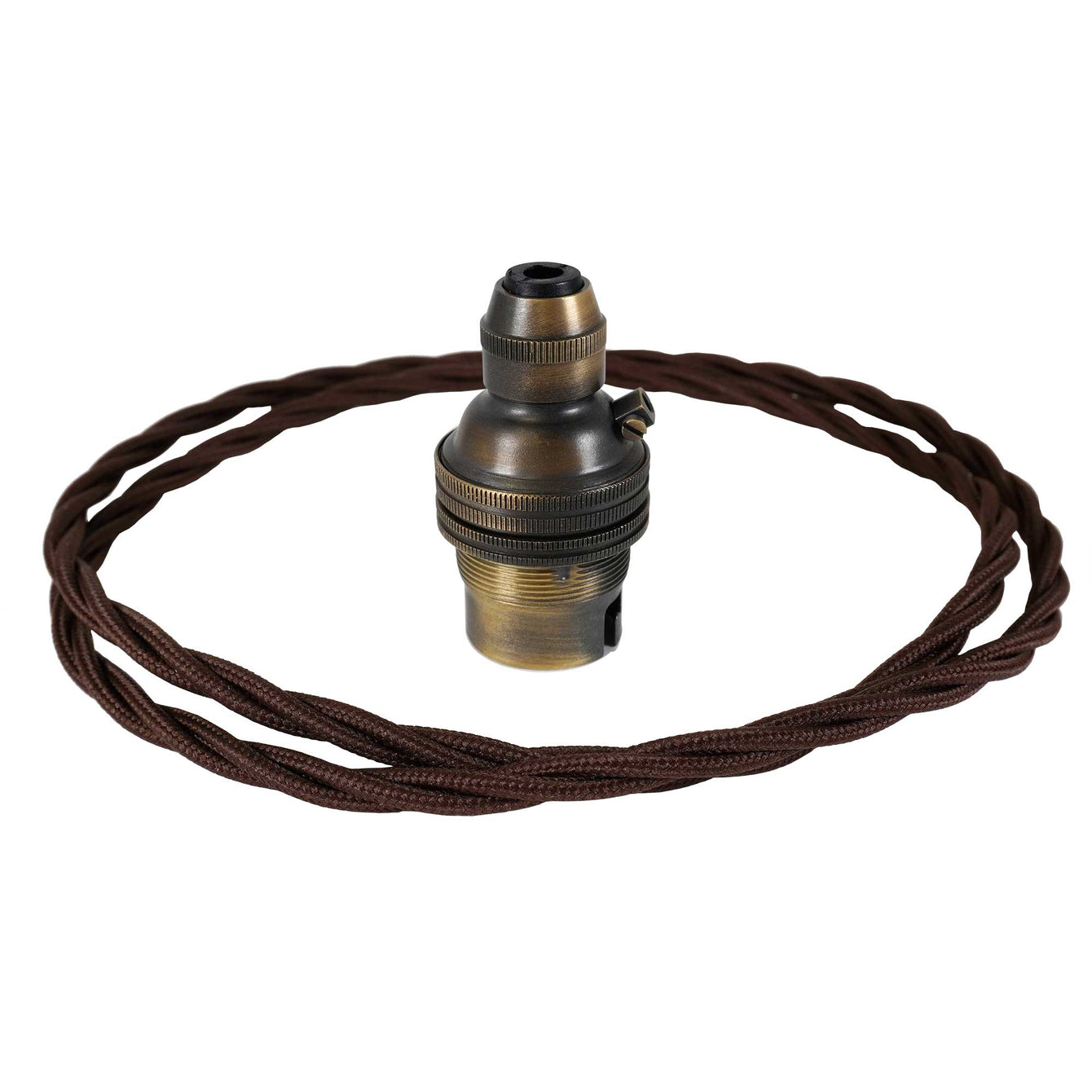 ElekTek B22 Cord Grip Pendant Lamp Holder with 1m Braided Cable 