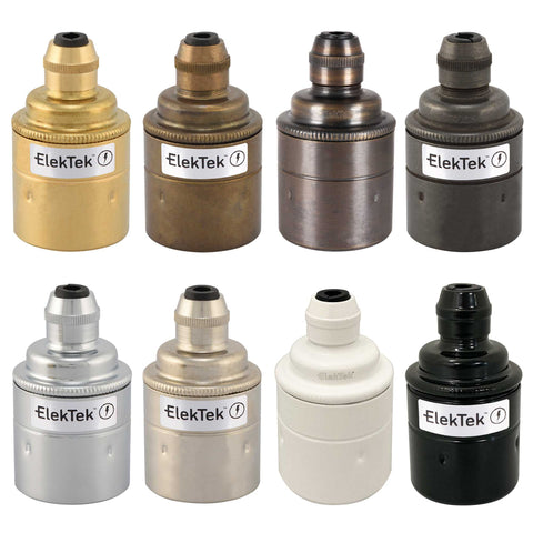 ElekTek ES Edison Screw E27 Cord Grip Pendant Lamp Holder Plain Skirt Brass