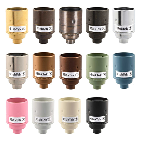 ElekTek ES Edison Screw E27 Lamp Holder Plain Skirt 10mm or Half Inch Entry Ideal for Vintage Filament Bulbs Brass
