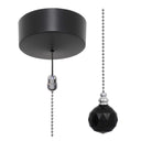 ElekTek Premium Matt Black Bathroom Light Pull Cord Switch Kit with Pull Chain Handle