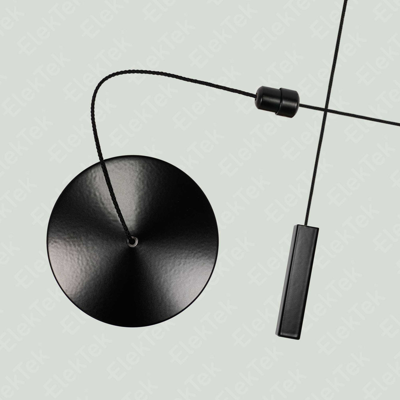 ElekTek Premium Black Bathroom Light Pull Cord Switch Kit with Pull Chain Handle 