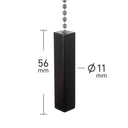 ElekTek Premium Black Bathroom Light Pull Cord Switch Kit with Pull Chain Handle
