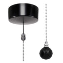 ElekTek Premium Black Bathroom Light Pull Cord Switch Kit with Pull Chain Handle