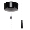 ElekTek Premium Black Bathroom Light Pull Cord Switch Kit with Pull Chain Handle