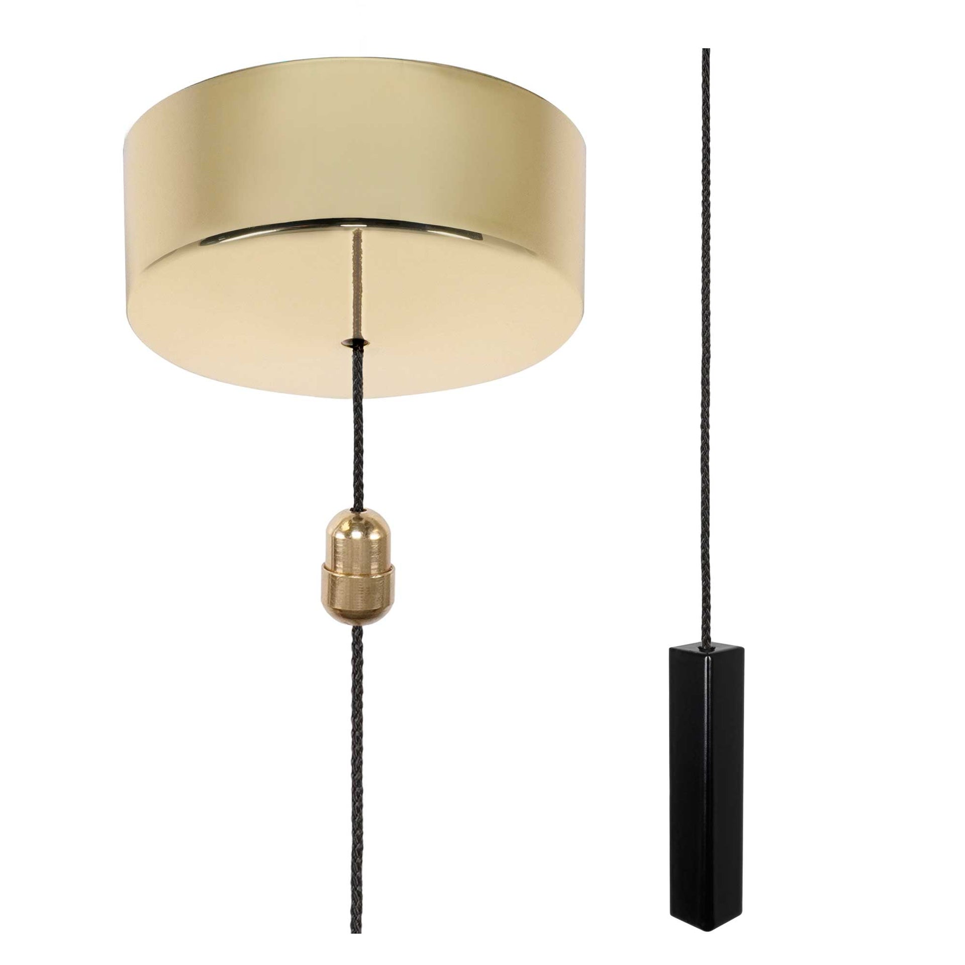 ElekTek Premium Brass Bathroom Light Pull Cord Switch Kit with Pull Ch