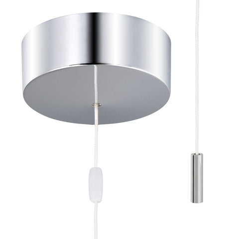 ElekTek Bathroom Ceiling Light Pull Cord Switch with Chrome Mini Cylinder Fob Handle