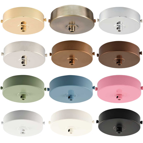 ElekTek Flat Top Ceiling Pendant Rose 100mm Diameter with Strap Bracket and Cord Grip Metallic Finishes Powder Coated Colours