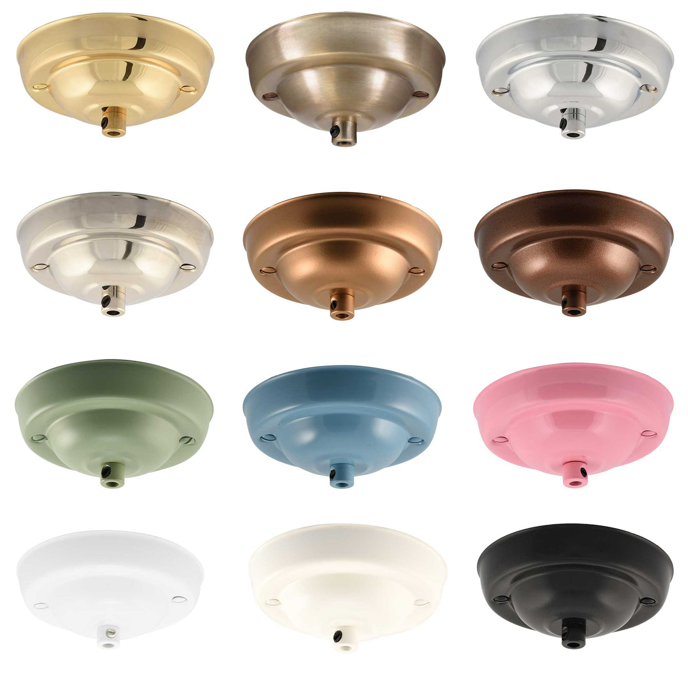 ElekTek 108mm Diameter Ceiling Rose with Cord Grip Metallic Finishes Powder Coated Colours For Light Fittings and Chandeliers - Buy It Better Brass