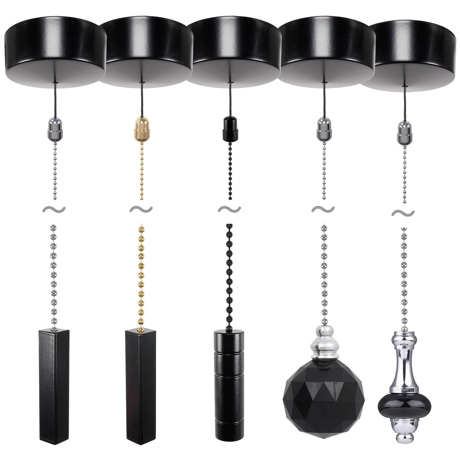 ElekTek Premium Black Bathroom Light Pull Cord Switch Kit with Pull Ch ...