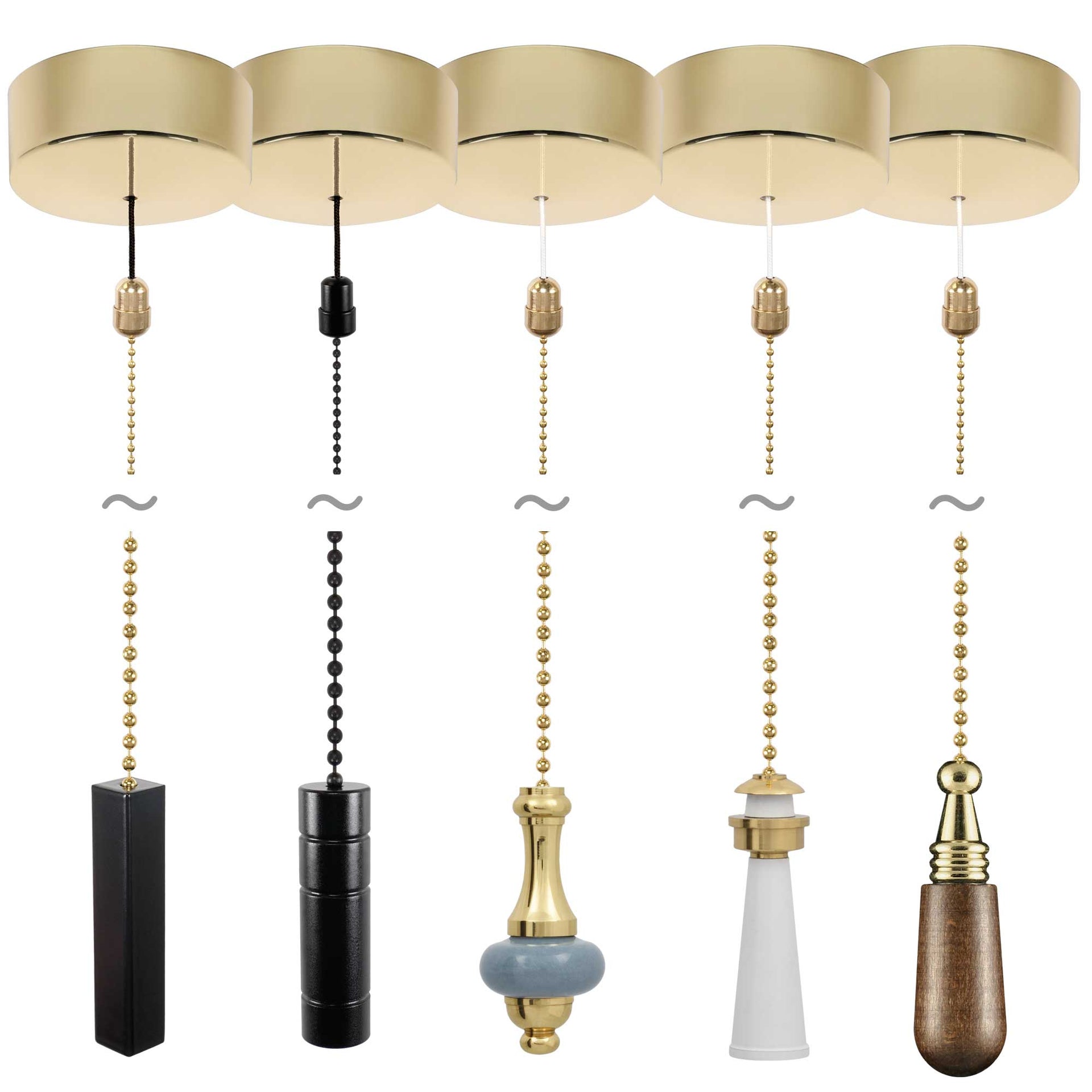 ElekTek Premium Brass Bathroom Light Pull Cord Switch Kit with Pull Ch ...