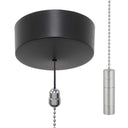 ElekTek Premium Matt Black Bathroom Light Pull Cord Switch Kit with Pull Chain Handle