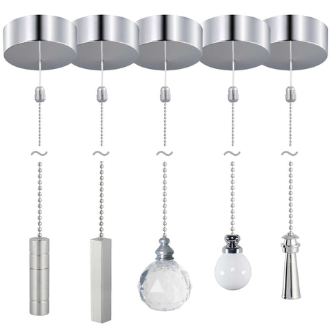 ElekTek Premium Chrome Bathroom Light Pull Switch Kit and Chain Extended Bundle