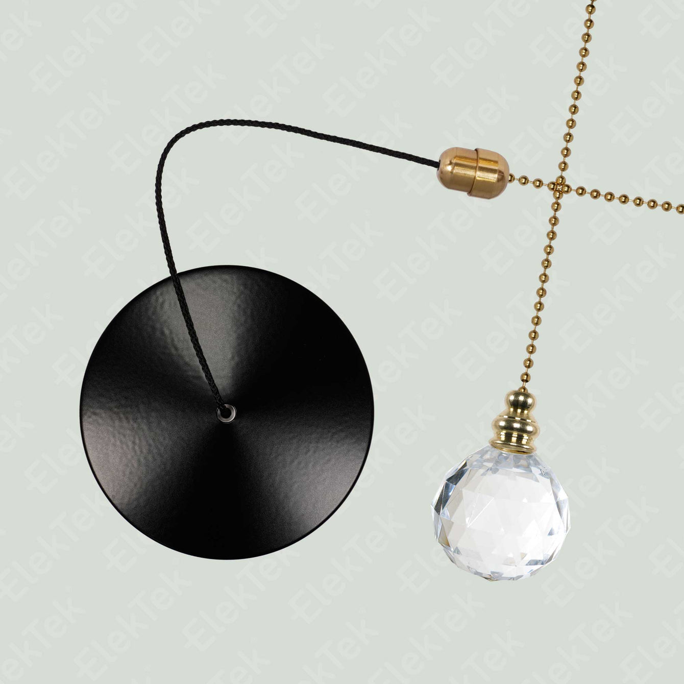 ElekTek Premium Satin Black Bathroom Light Pull Cord Switch Kit with P ...
