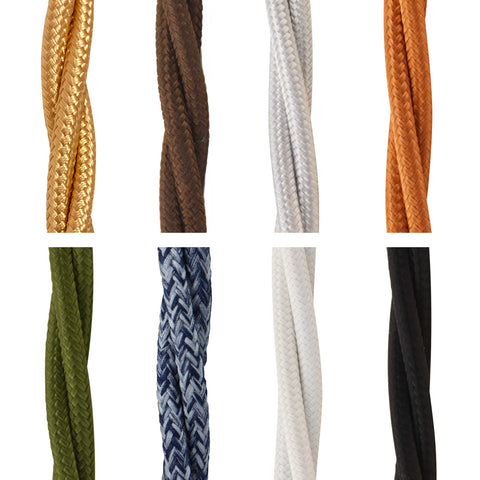 ElekTek Twisted Braided Fabric Lighting Cable Flex for Pendant or Table Lamp Per Linear Metre Colours
