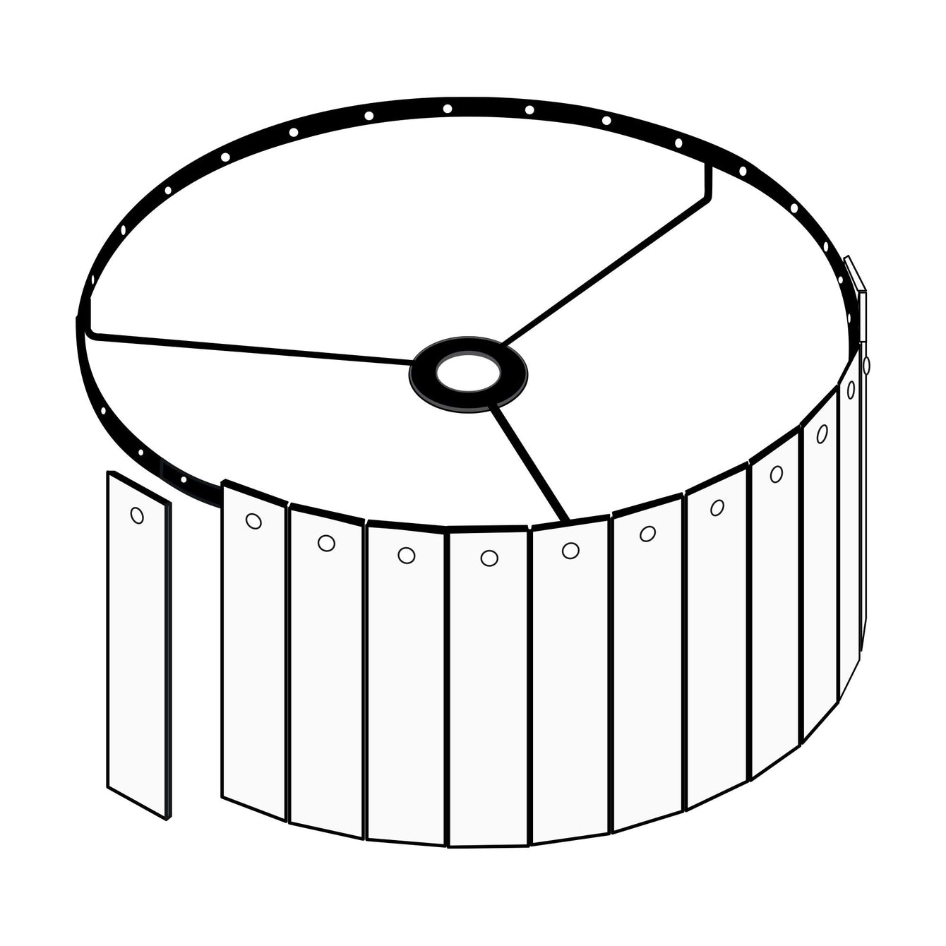 ElekTek Modern Ceiling Pendant Light Lamp Shade with Wooden Slats, Rivets 40cm Dia - Buy It Better 
