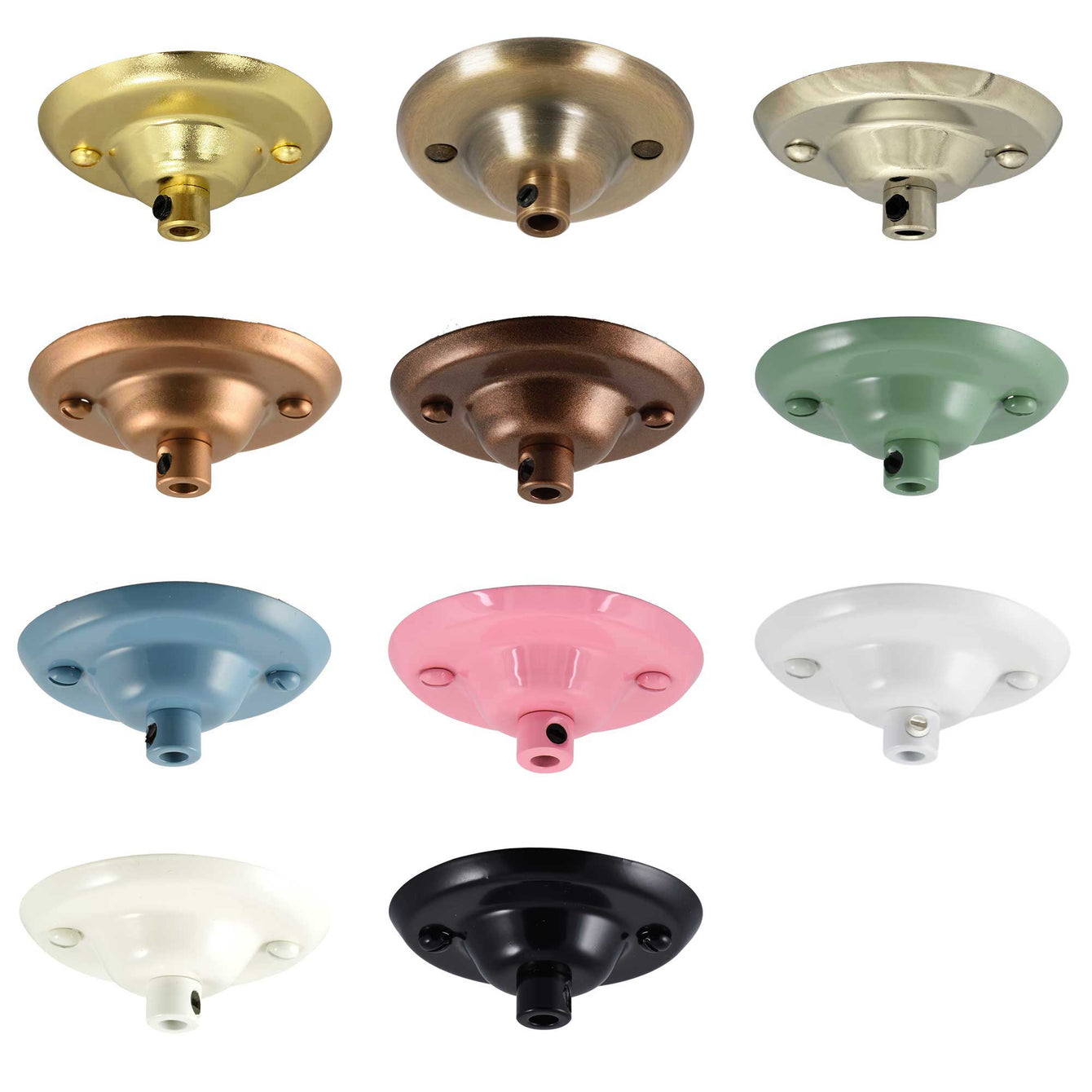 ElekTek 75mm Diameter Ceiling Plate with Cord Grip Metallic Finishes Powder Coated Colours - Buy It Better Brass