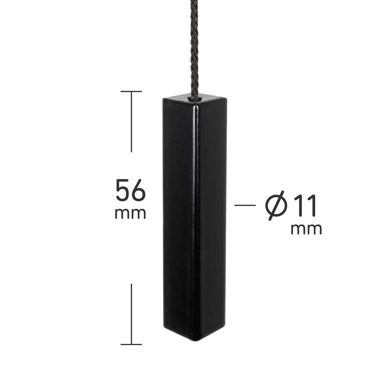 ElekTek Premium Matt Black Bathroom Light Pull Cord Switch Kit with Pull Chain Handle 