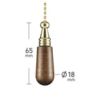 ElekTek Premium Brushed Brass Bathroom Light Pull Cord Switch Kit with Pull Chain Handle