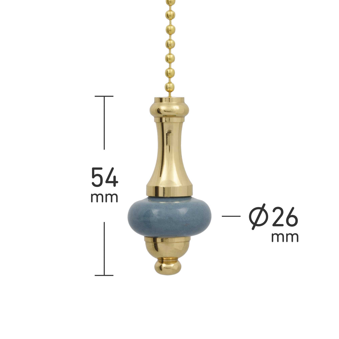 ElekTek Premium Brushed Brass Bathroom Light Pull Cord Switch Kit with Pull Chain Handle 