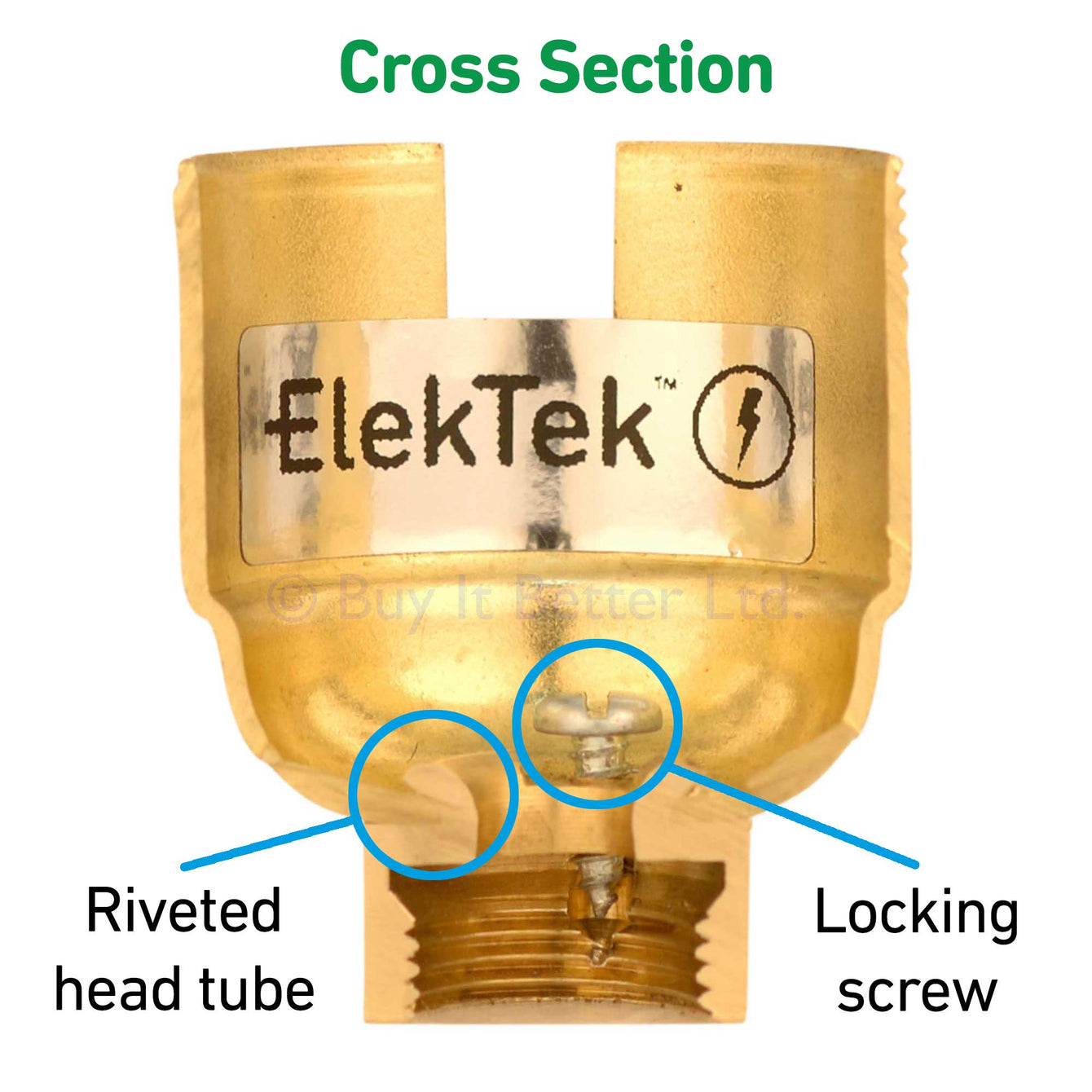 ElekTek B22 Cord Grip Pendant Lamp Holder with 1m Braided Cable Brushed Antique Brass / Round