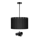ElekTek Modern Fixed Rod Ceiling Pendant Light E27 Lamp Holder with Wooden Slats Drum Lamp Shade 40cm Dia 3-Way Bulb Adapter