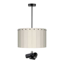 ElekTek Modern Fixed Rod Ceiling Pendant Light E27 Lamp Holder with Wooden Slats Drum Lamp Shade 40cm Dia 3-Way Bulb Adapter