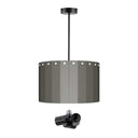 ElekTek Modern Fixed Rod Ceiling Pendant Light E27 Lamp Holder with Wooden Slats Drum Lamp Shade 40cm Dia 3-Way Bulb Adapter