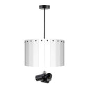 ElekTek Modern Fixed Rod Ceiling Pendant Light E27 Lamp Holder with Wooden Slats Drum Lamp Shade 40cm Dia 3-Way Bulb Adapter