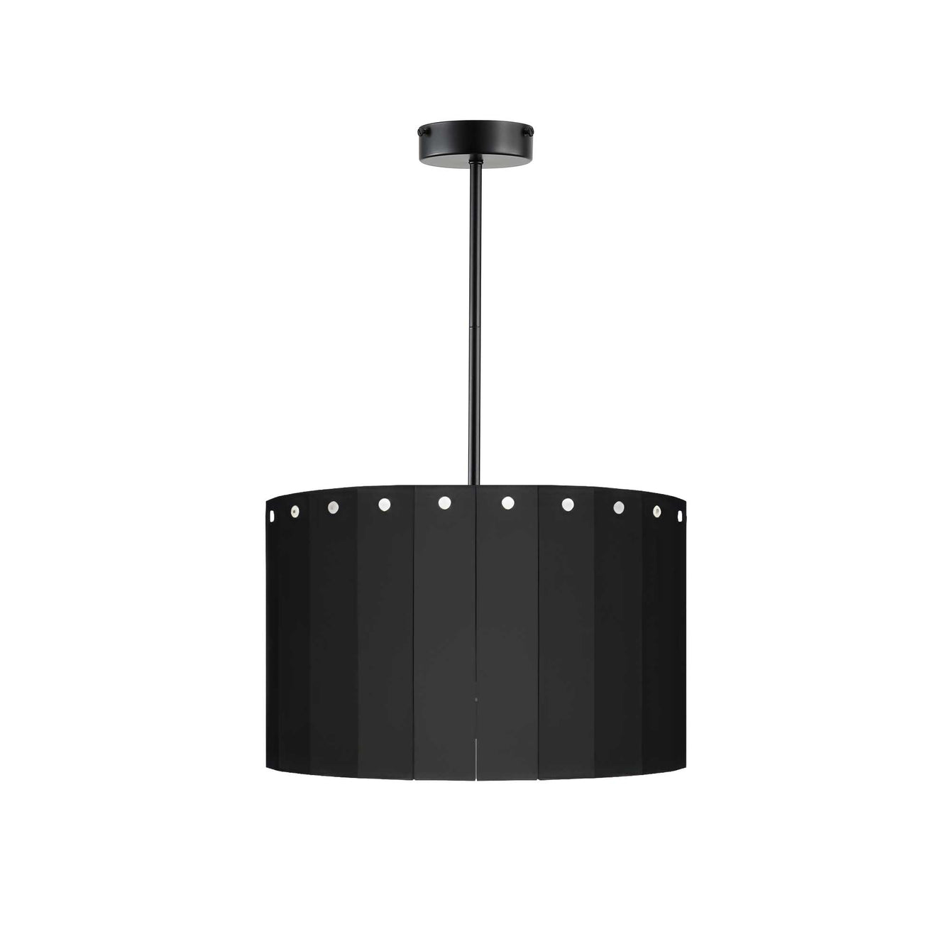 ElekTek Modern Fixed Rod Ceiling Pendant Light E27 Lamp Holder with Wooden Slats Drum Lamp Shade 40cm Dia Grey