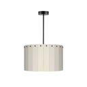 ElekTek Modern Fixed Rod Ceiling Pendant Light E27 Lamp Holder with Wooden Slats Drum Lamp Shade 40cm Dia
