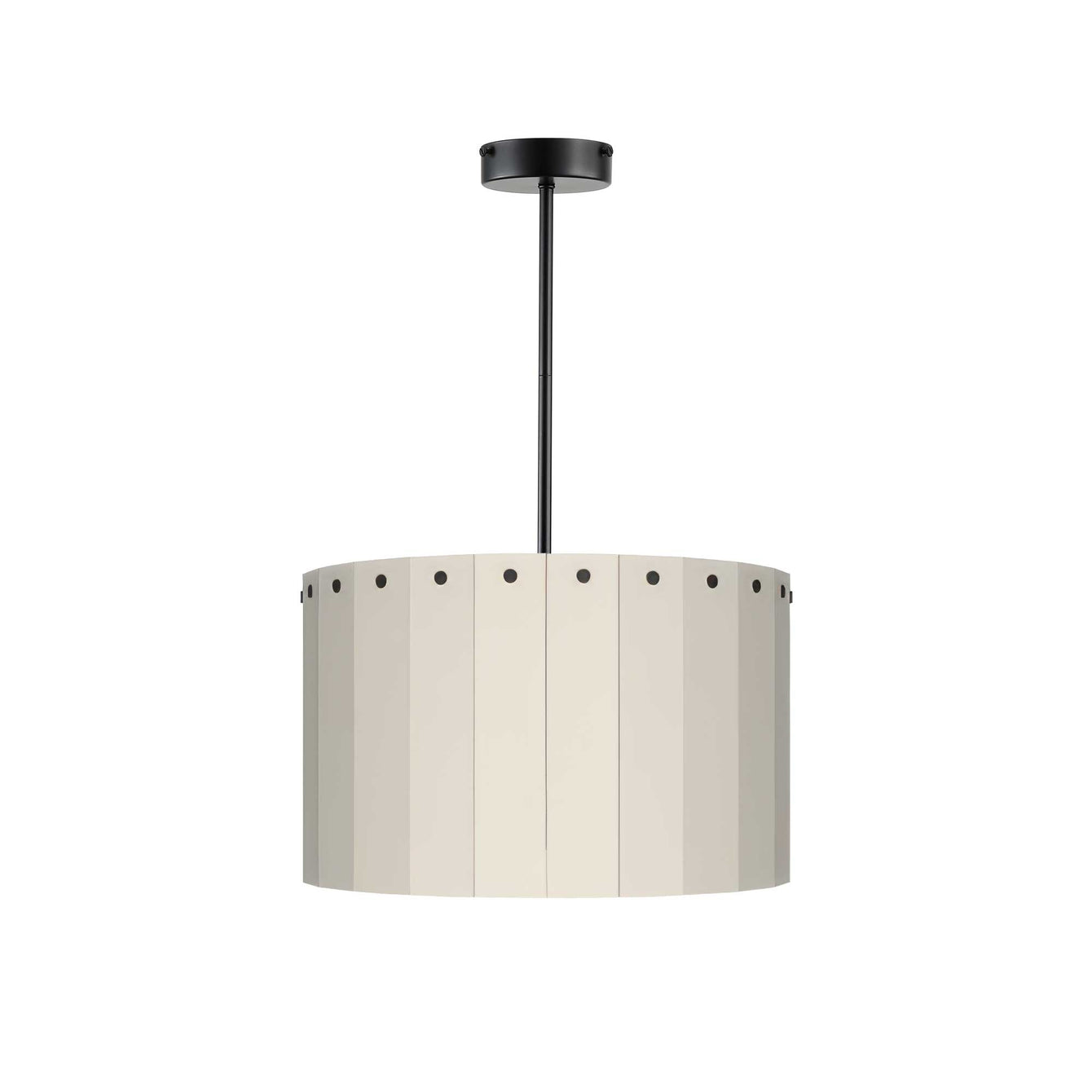 ElekTek Modern Fixed Rod Ceiling Pendant Light E27 Lamp Holder with Wooden Slats Drum Lamp Shade 40cm Dia 