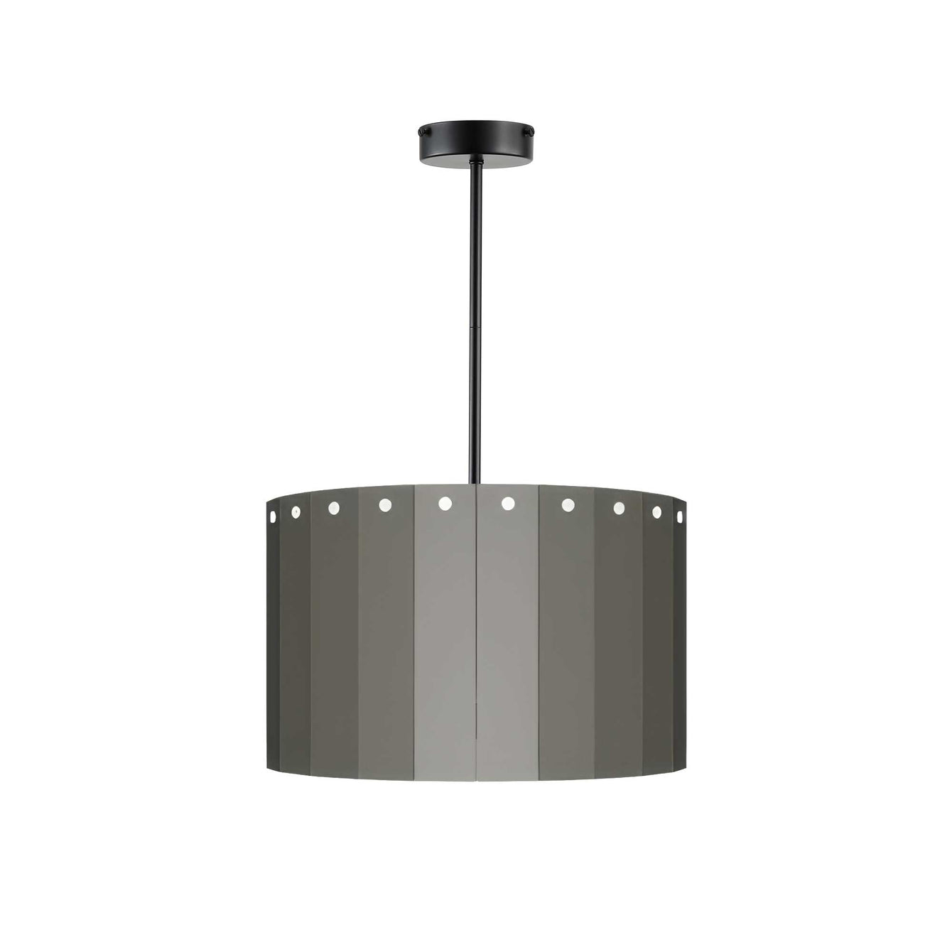 ElekTek Modern Fixed Rod Ceiling Pendant Light E27 Lamp Holder with Wooden Slats Drum Lamp Shade 40cm Dia 