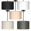 ElekTek Modern Fixed Rod Ceiling Pendant Light E27 Lamp Holder with Wooden Slats Drum Lamp Shade 40cm Dia