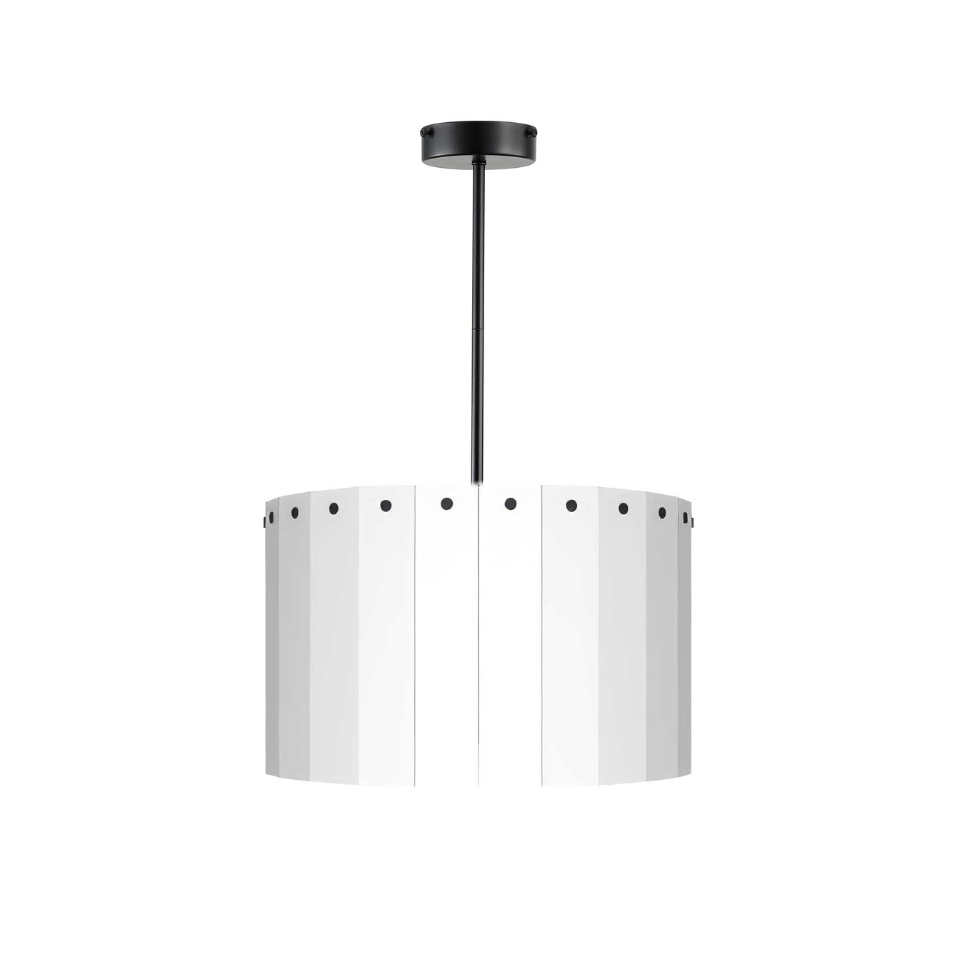 ElekTek Modern Fixed Rod Ceiling Pendant Light E27 Lamp Holder with Wooden Slats Drum Lamp Shade 40cm Dia 